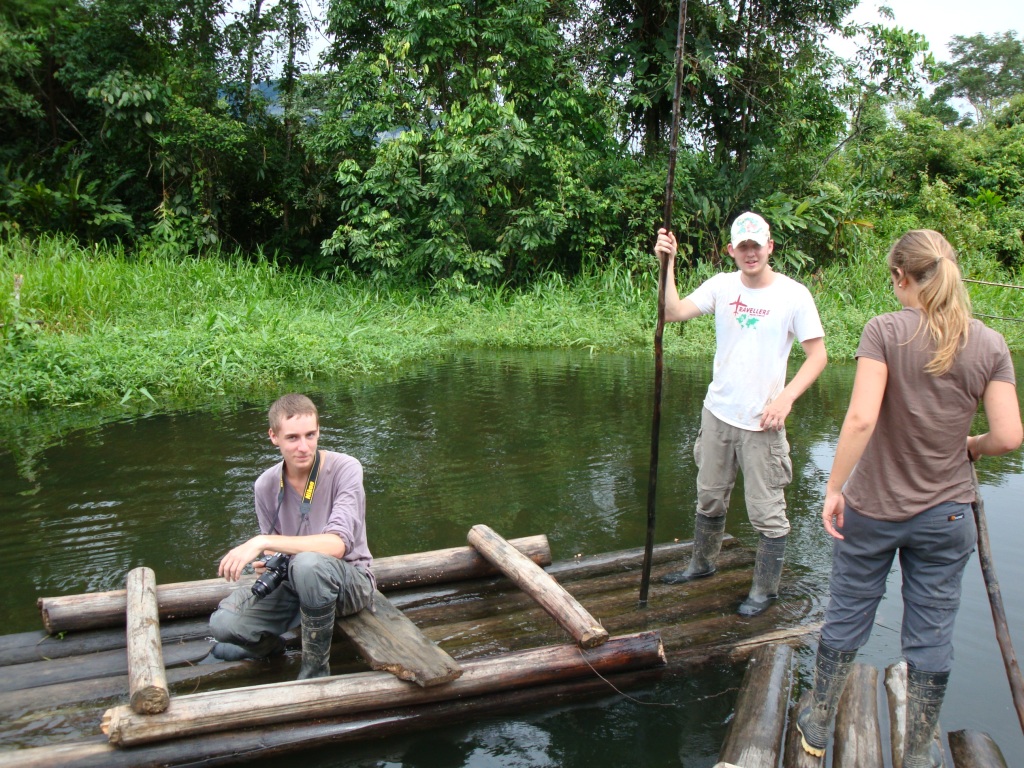 Wooden Raft in Amazon Rainforest