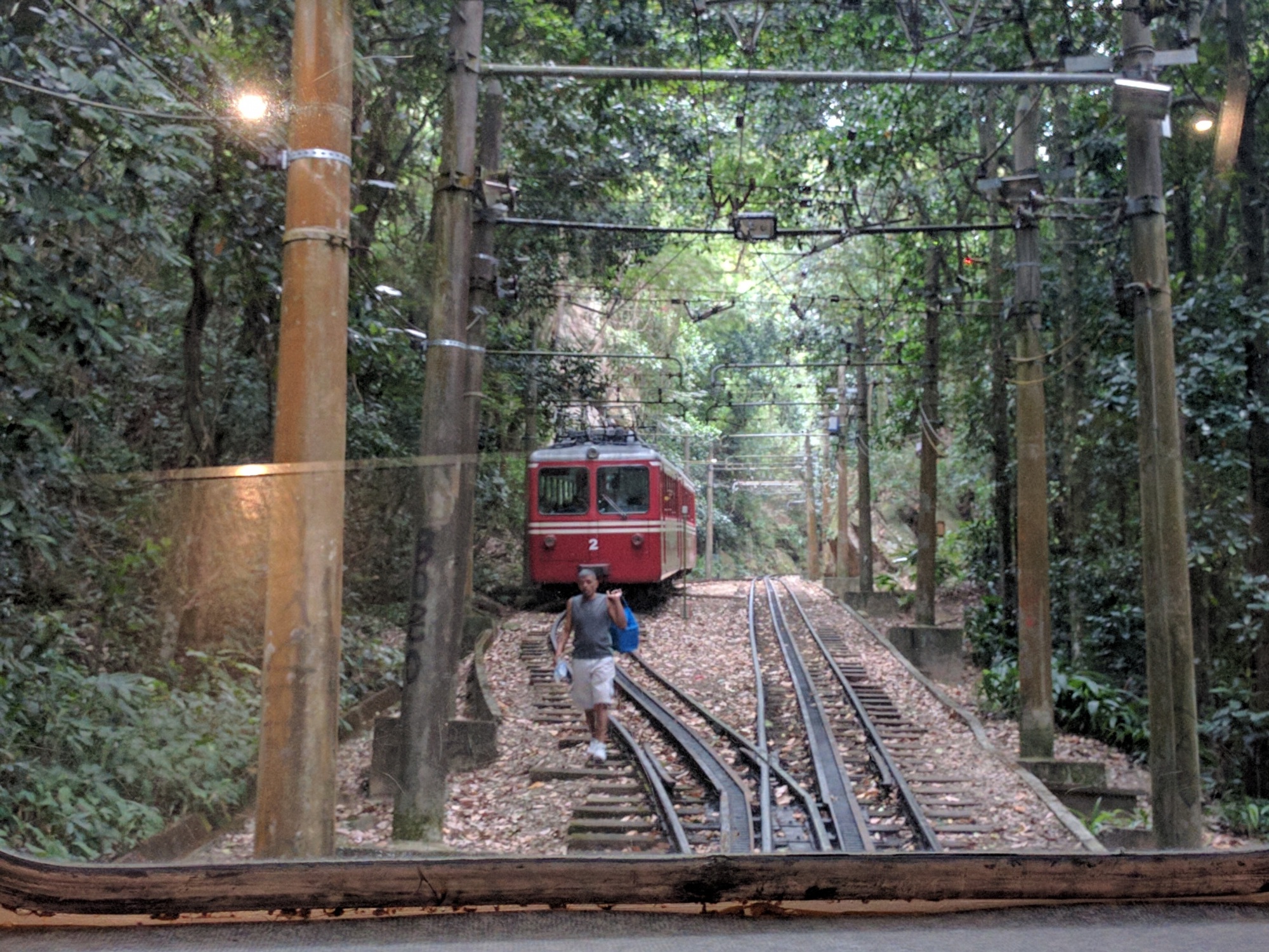 Image of the train that takes you to the Christ the Redeemer statue platform